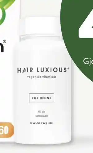Vitusapotek Hair Luxious vegansk kosttilskudd - for henne, 60 stk tilbud
