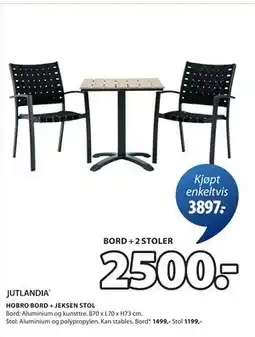 JYSK HOBRO BORD + JEKSEN STOL tilbud