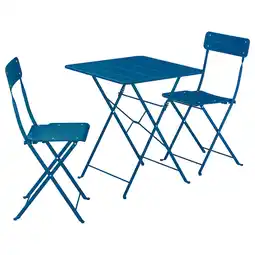 IKEA SundsÖ Bord og 2 klappstoler, utendørs mørk blå/mørk blå, 65x65 cm tilbud