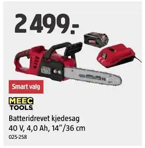 Jula Batteridrevet kjedesag 40 V, 4,0 Ah, 14”/36 cm tilbud