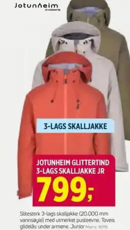 Sport 1 JOTUNHEIM GLITTERTIND 3-LAGS SKALLJAKKE JR tilbud