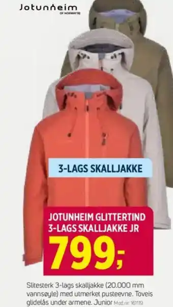 Sport 1 JOTUNHEIM GLITTERTIND 3-LAGS SKALLJAKKE JR tilbud