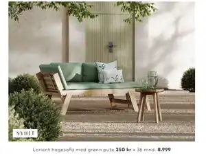 Skeidar Lorient hagesofa med grønn pute tilbud