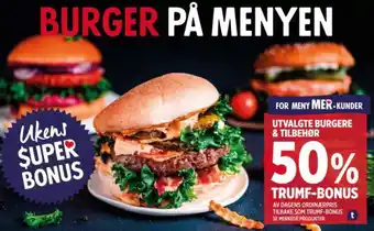 Meny Utvalgte burgere & tilbehør tilbud