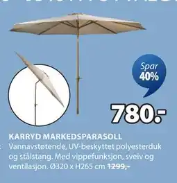 JYSK KARRYD MARKEDSPARASOLL tilbud
