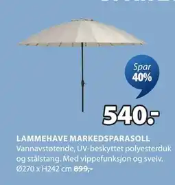 JYSK LAMMEHAVE MARKEDSPARASOLL tilbud