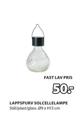 JYSK LAPPSPURV SOLCELLELAMPE tilbud
