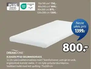 JYSK KJOSEN PF40 SKUMMADRASS tilbud