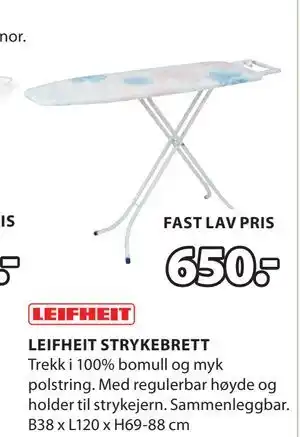 JYSK LEIFHEIT STRYKEBRETT tilbud