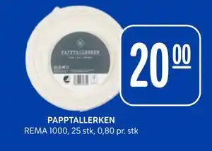 Rema 1000 PAPPTALLERKEN tilbud