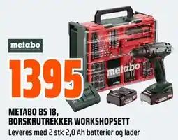 Obs Bygg METABO BS 18, BORSKRUTREKKER WORKSHOPSETT tilbud