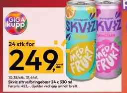 Gigaboks Skviz sitrus/bringebær 24 x 330 ml tilbud