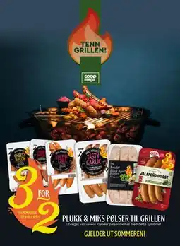Coop Mega plukk & miks pølser til grillen tilbud