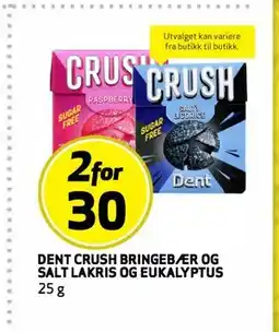 Bunnpris Dent Crush Bringebær og salt lakris og eukalyptus tilbud