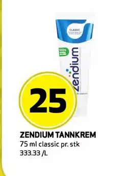 Bunnpris ZENDIUM TANNKREM tilbud