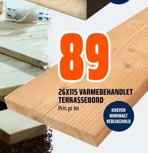 Obs Bygg 26X115 VARMEBEHANDLET TERRASSEBORD tilbud