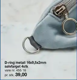 Stoff & Stil D-ring metall 16x9,5x2mm tilbud