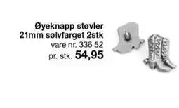 Stoff & Stil Øyeknapp støvler 21mm sølvfarget 2stk vare tilbud