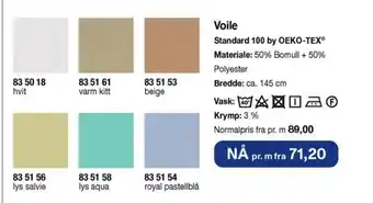 Stoff & Stil Voile Standard 100 by OEKO-TEX® tilbud