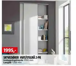 Bauhaus SKYVEDØRER HVIT/LYSGRÅ 2-PK tilbud