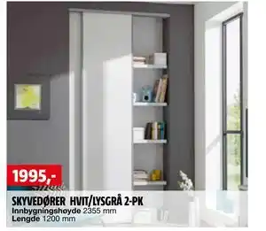 Bauhaus SKYVEDØRER HVIT/LYSGRÅ 2-PK tilbud