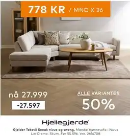 Skeidar Mandal hjørnesofa tilbud