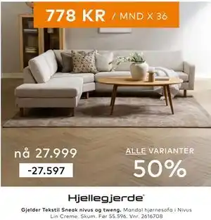 Skeidar Mandal hjørnesofa tilbud