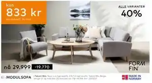 Skeidar Noor Lux hjørnesofa tilbud
