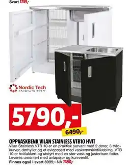 Bauhaus OPPVASKBENK VILAN STAINLESS VTB10 HVIT tilbud
