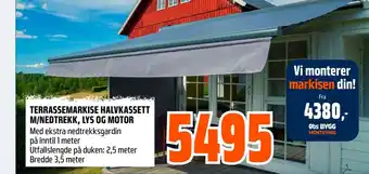 Coop Obs Terrassemarkise halvkassett m/nedtrekk, lys og motor tilbud