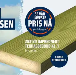 Coop Obs 28x120 impregnert terrassebord kl. 1 tilbud