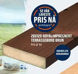 Coop Obs 28x120 royalimpregnert terrassebord brun tilbud
