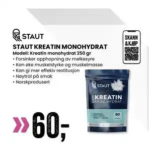 Sport Outlet STAUT KREATIN MONOHYDRAT tilbud
