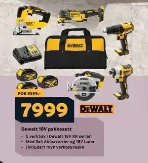 Megaflis Dewalt 18V pakkesett tilbud