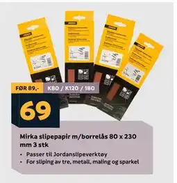 Megaflis Mirka slipepapir m/borrelås 80 x 230 mm 3 stk tilbud