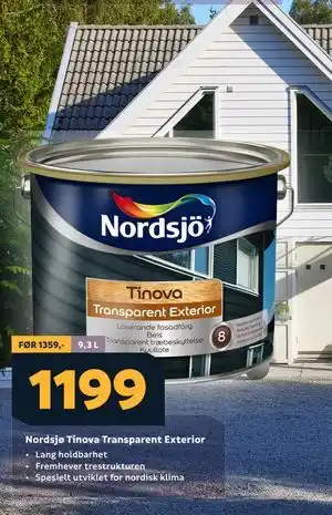 Megaflis Nordsjø Tinova Transparent Exterior tilbud