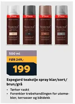 Megaflis Espegard teakolje spray klar/sort/ brun/grå tilbud