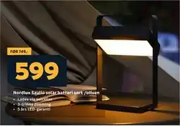 Megaflis Nordlux Saulio solar batteri sort /oliven tilbud