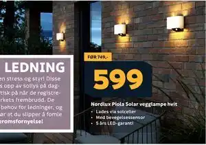 Megaflis Nordlux Piola Solar vegglampe hvit tilbud