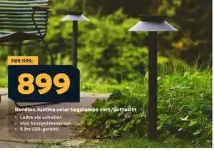 Megaflis Nordlux Justina solar hagelampe sort/antrasitt tilbud