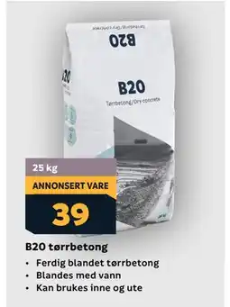 Megaflis B20 tørrbetong tilbud