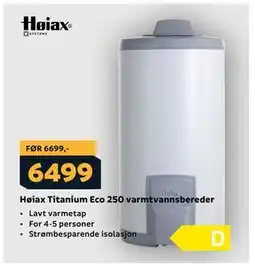 Megaflis Høiax Titanium Eco 250 varmtvannsbereder tilbud