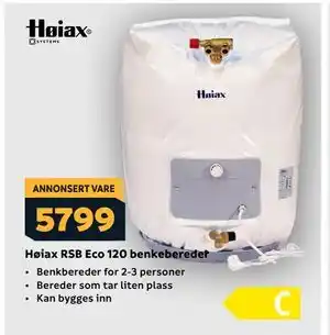 Megaflis Høiax RSB Eco 120 benkebereder tilbud