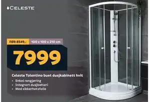 Megaflis Celeste Tolentino buet dusjkabinett hvit tilbud