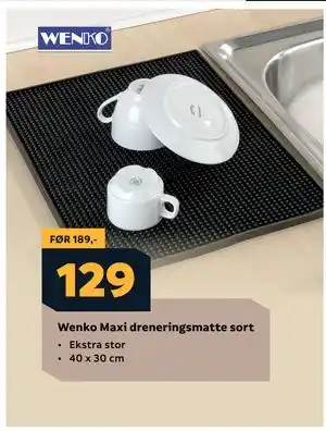 Megaflis Wenko Maxi dreneringsmatte sort tilbud
