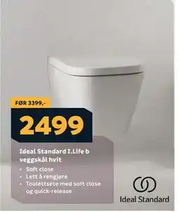Megaflis Ideal Standard I.Life b veggskål hvit tilbud