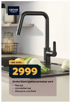 Megaflis Grohe Start kjøkkenarmatur sort tilbud