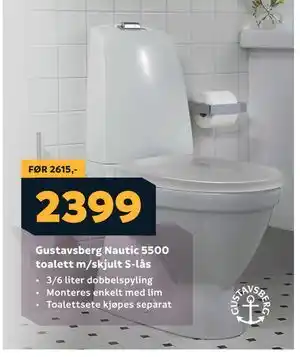 Megaflis Gustavsberg Nautic 5500 toalett m/skjult S-lås tilbud