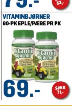 Price Lagerbutikk VITAMINBJØRNER 60-PKEPLE/PÆRE PR PK tilbud