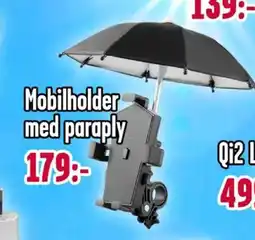 Teknikmagasinet Mobilholder med paraply tilbud